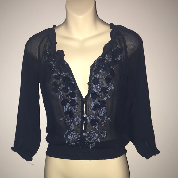 Sheer Blue Blouse - Picture 2 of 6